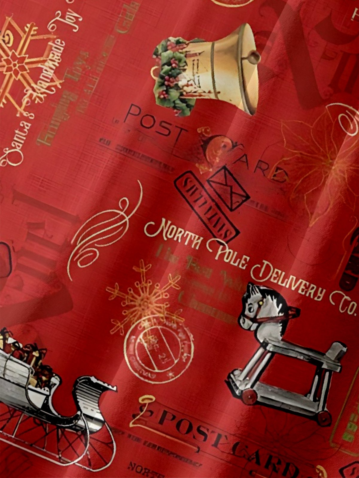 Moisture Wicking Christmas Santa Chest Pocket Hawaiian Shirt