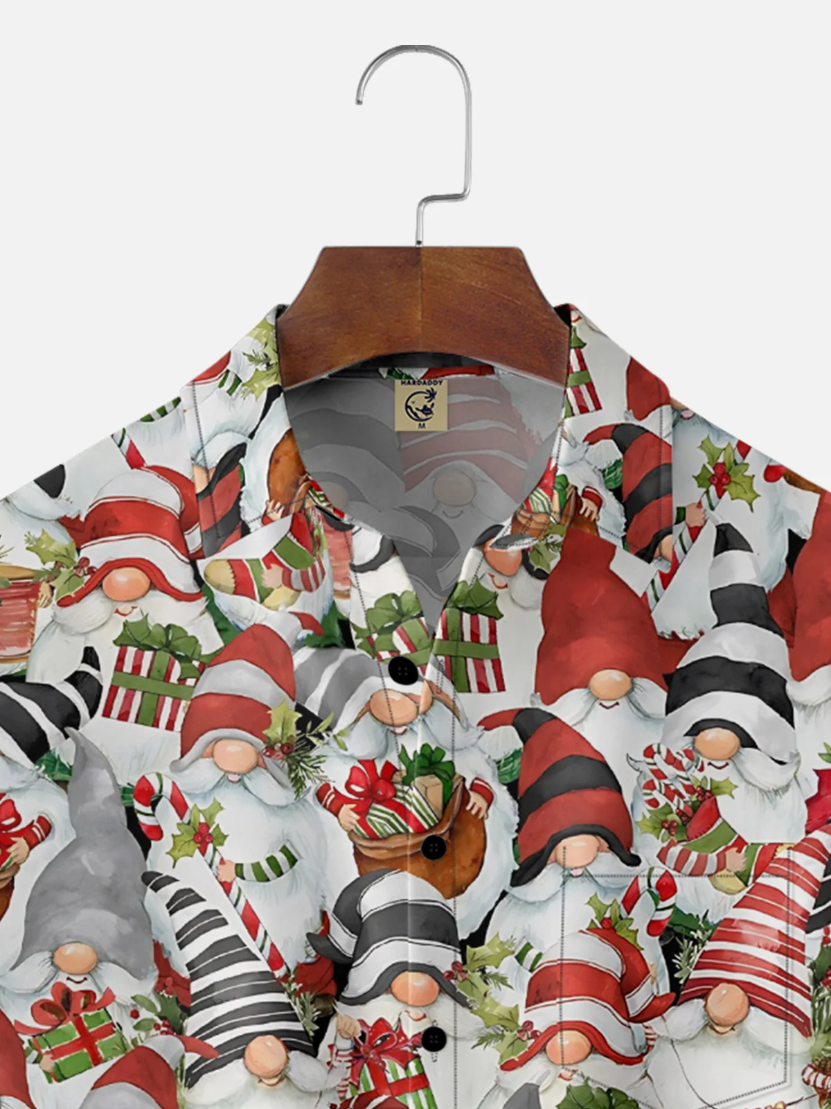 Moisture Wicking Christmas Gnome Chest Pocket Hawaiian Shirt