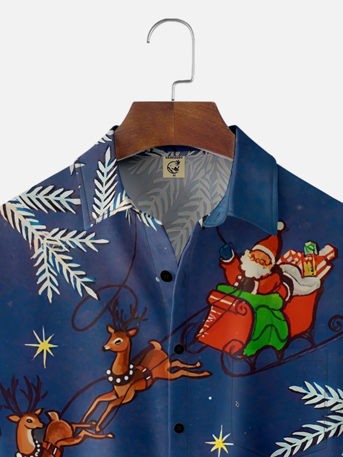 Moisture Wicking Funny Santa Elk Chest Pocket Hawaiian Shirt