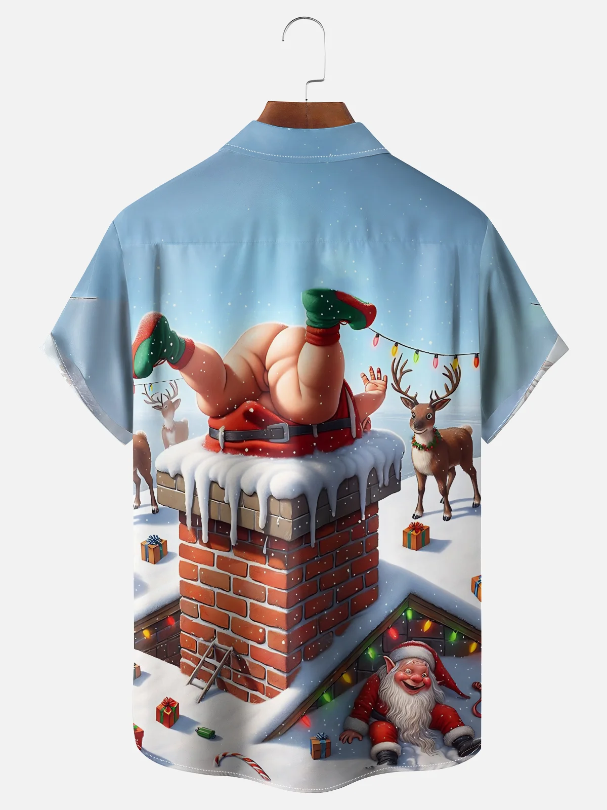 Moisture Wicking Funny Santa Chest Pocket Hawaiian Shirt