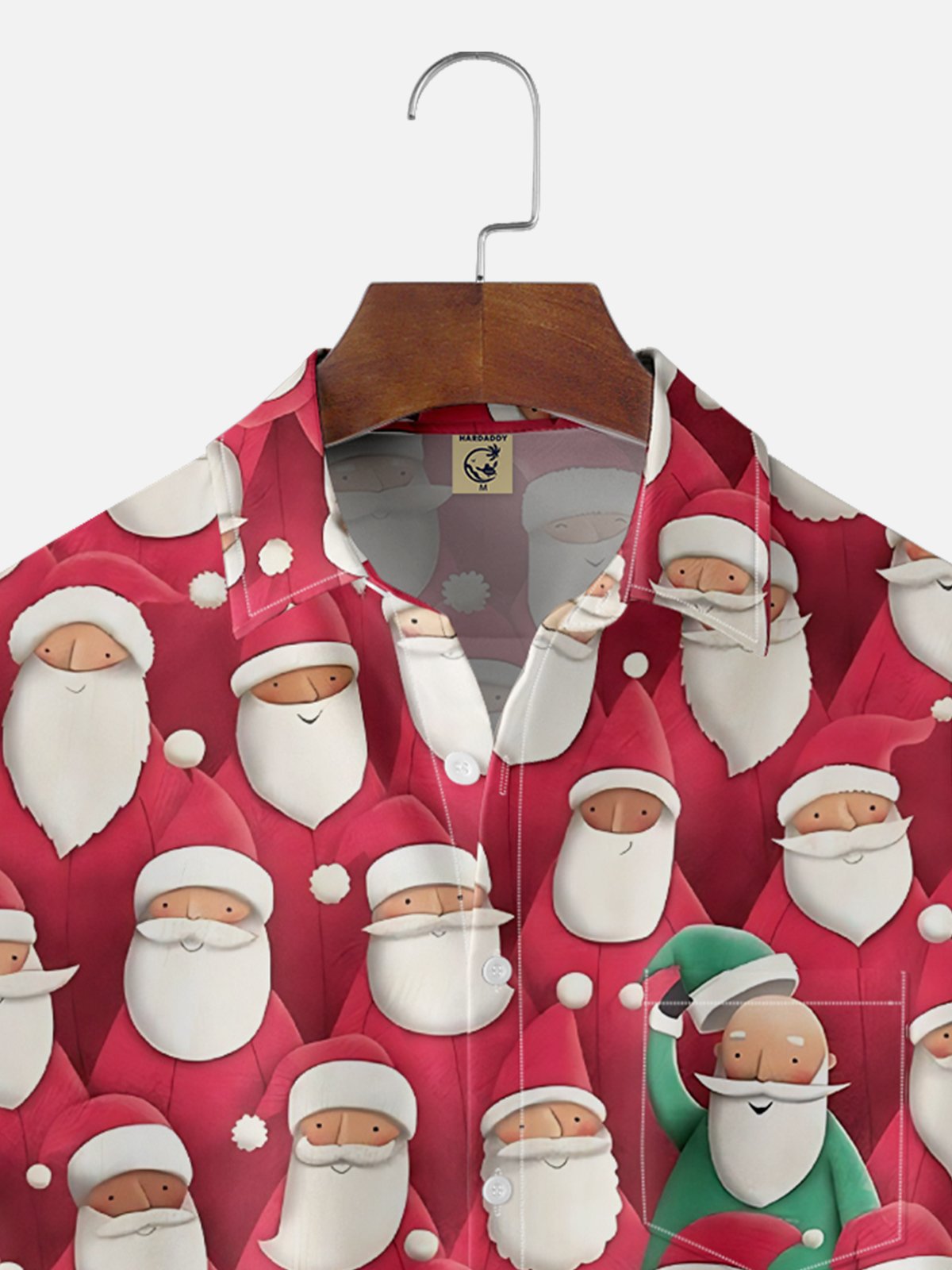 Moisture Wicking Christmas Santa Chest Pocket Hawaiian Shirt