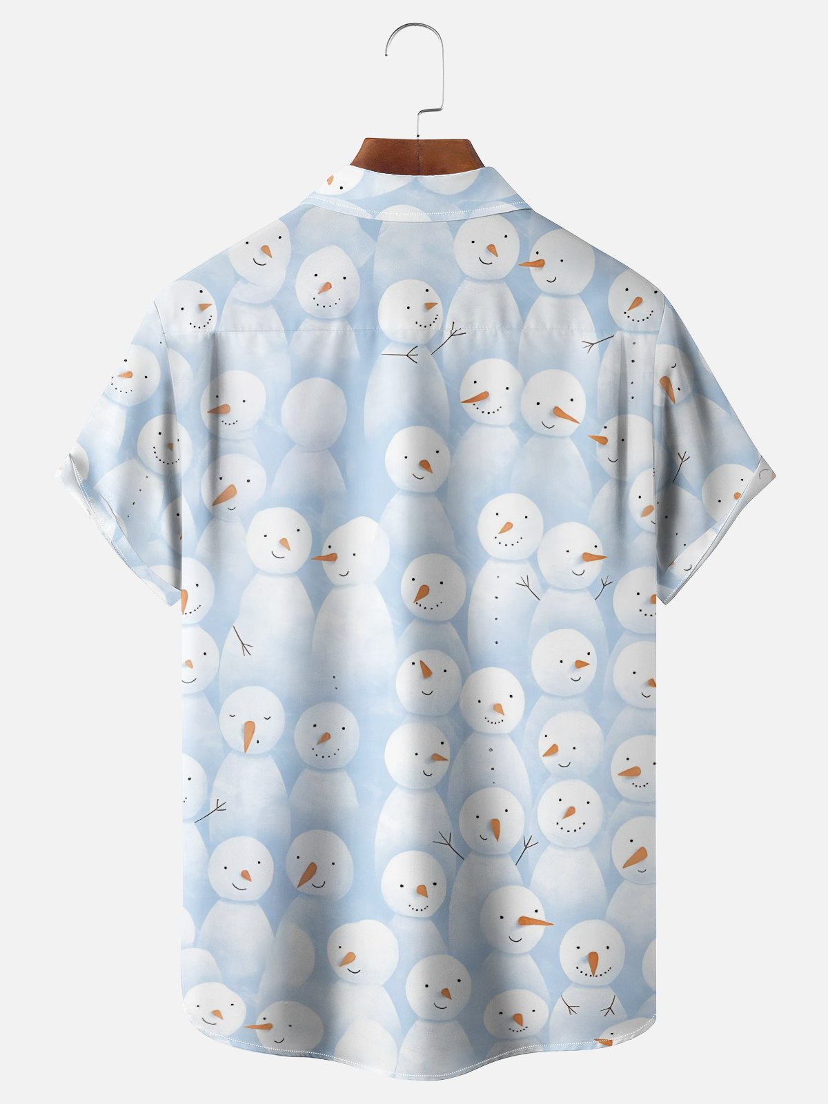 Moisture Wicking Christmas Snowman Chest Pocket Hawaiian Shirt