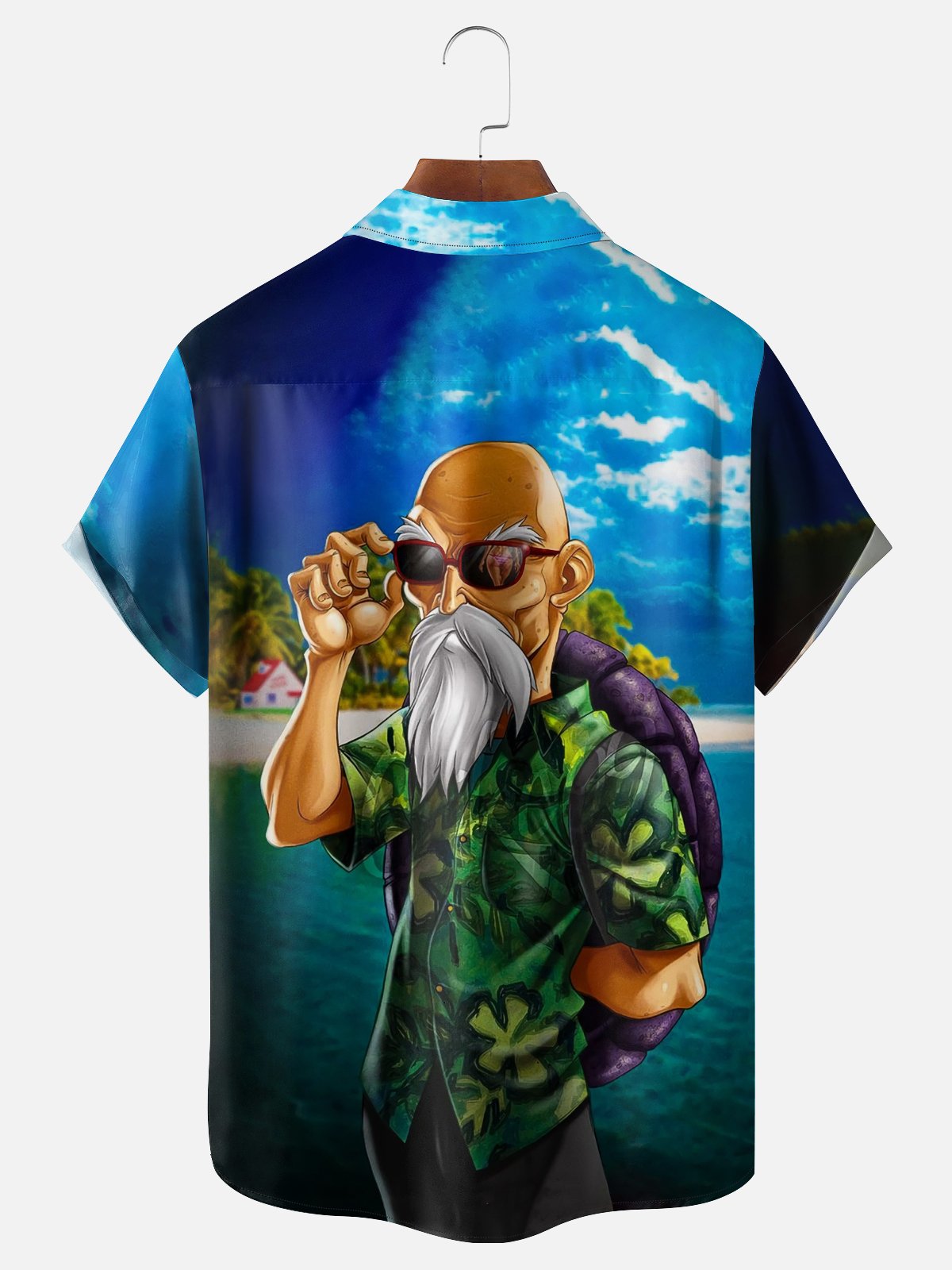Moisture Wicking Funny Turtle Old Man Chest Pocket Hawaiian Shirt