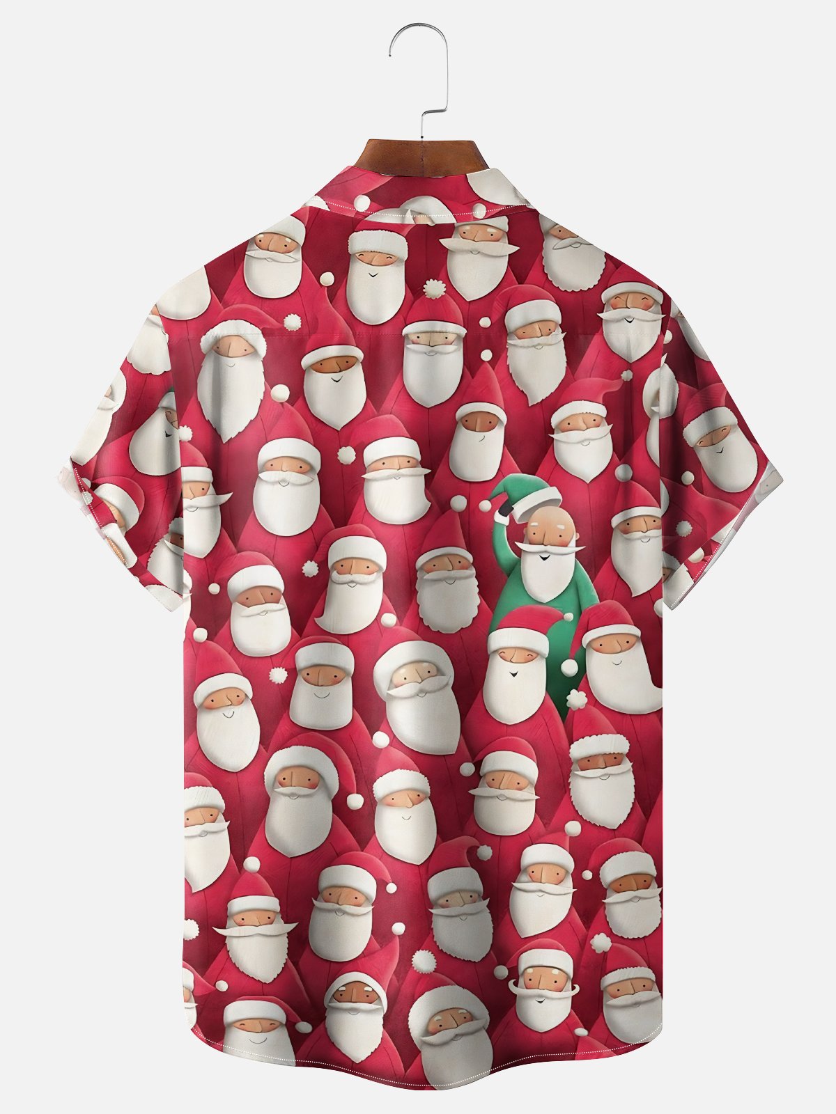 Moisture Wicking Christmas Santa Chest Pocket Hawaiian Shirt