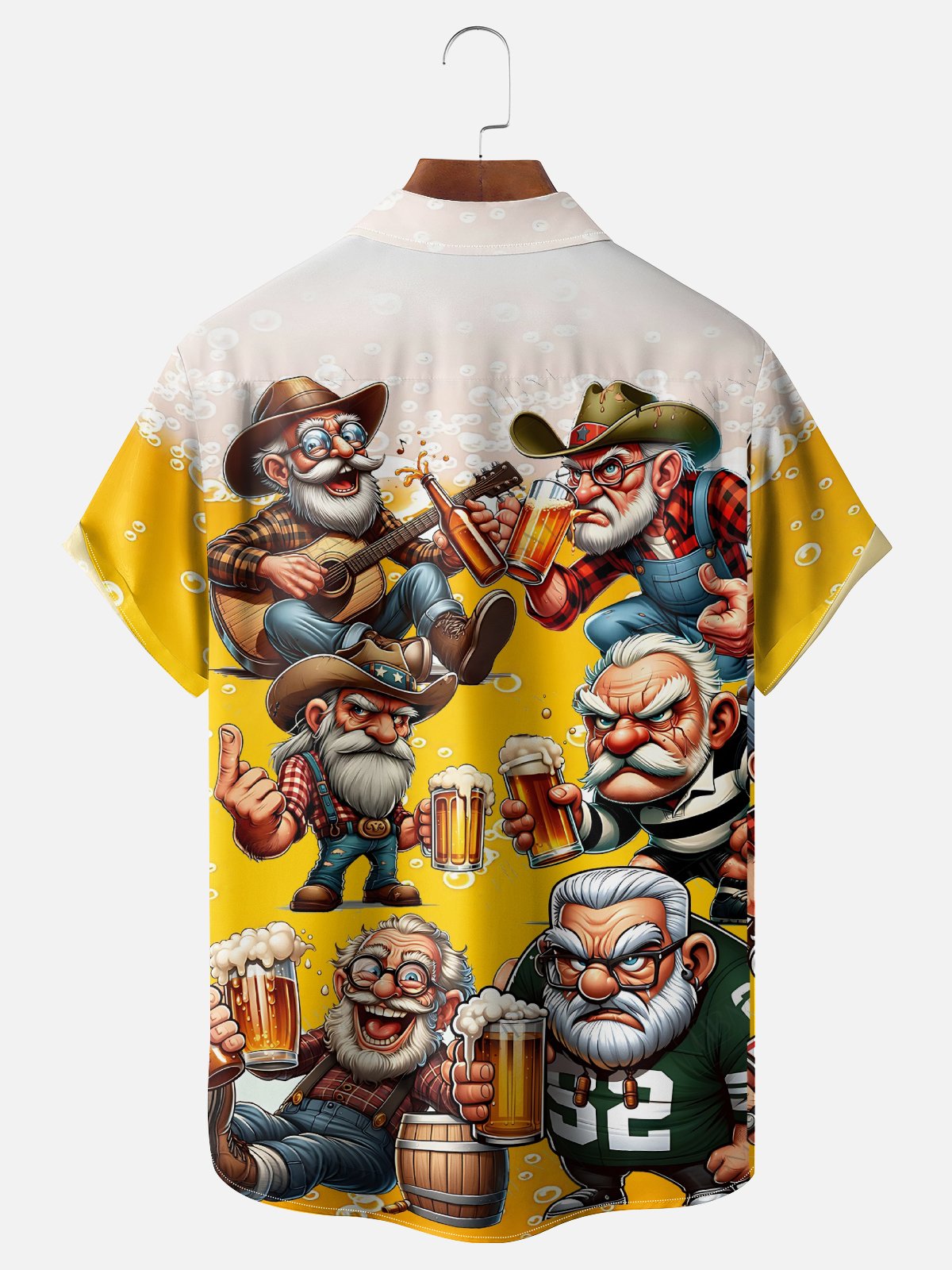 Moisture Wicking Beer Old Man Chest Pocket Hawaiian Shirt