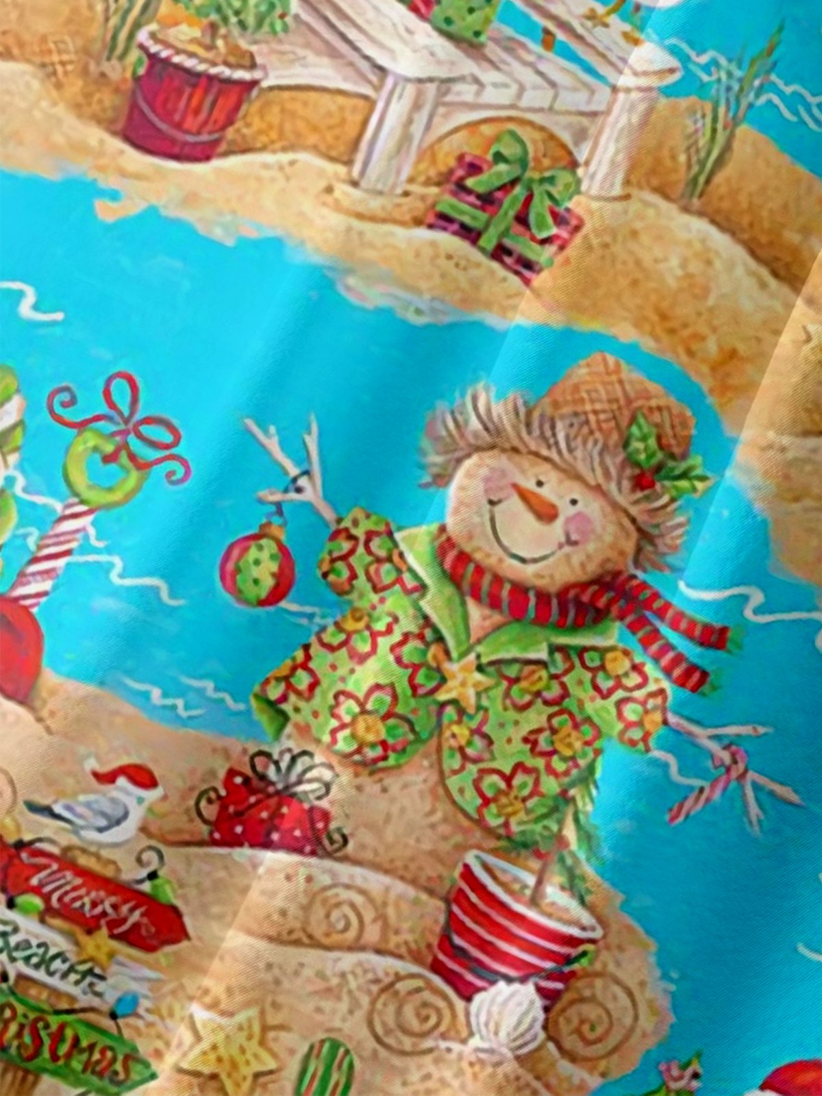 Moisture Wicking Merry Christmas Santa Holiday Chest Pocket Hawaiian Shirt