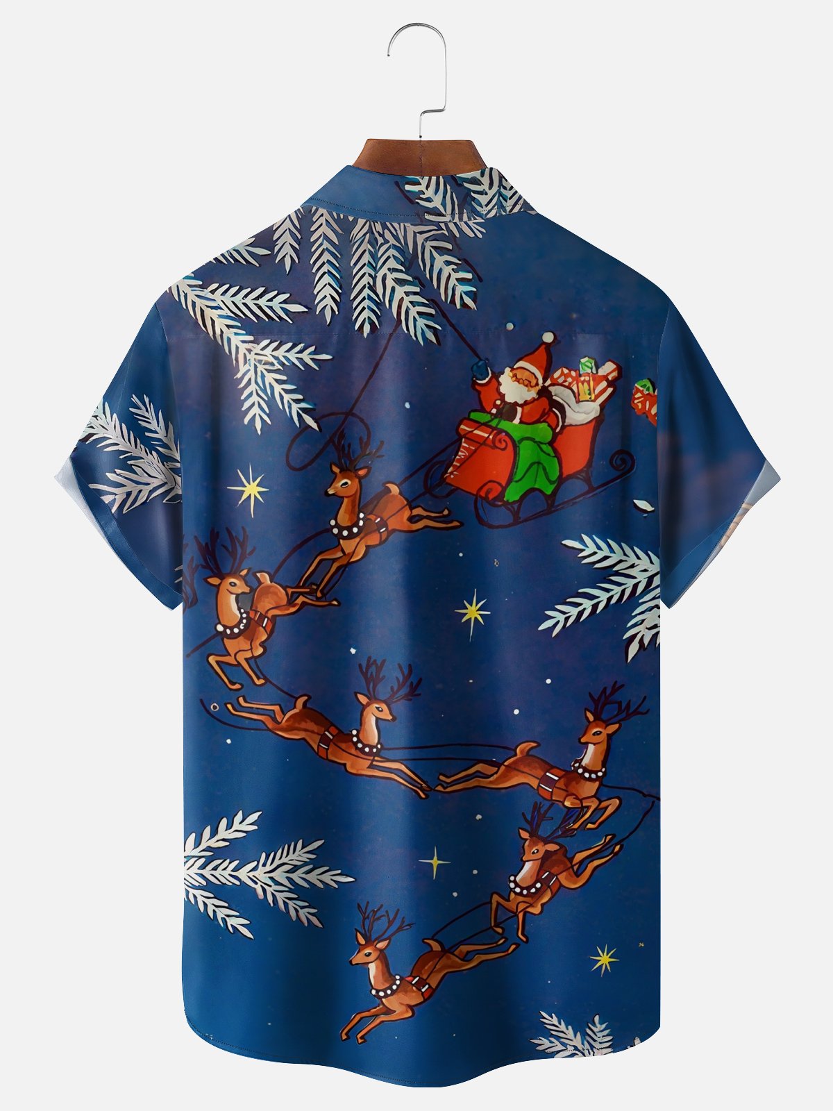 Moisture Wicking Funny Santa Elk Chest Pocket Hawaiian Shirt