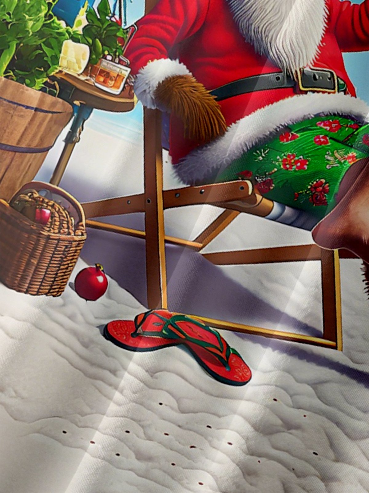 Moisture Wicking Funny Santa Beach Vacation Chest Pocket Hawaiian Shirt