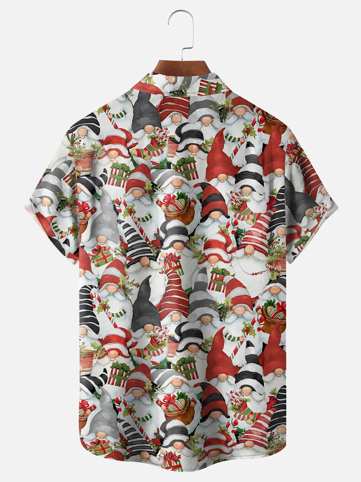 Moisture Wicking Christmas Gnome Chest Pocket Hawaiian Shirt