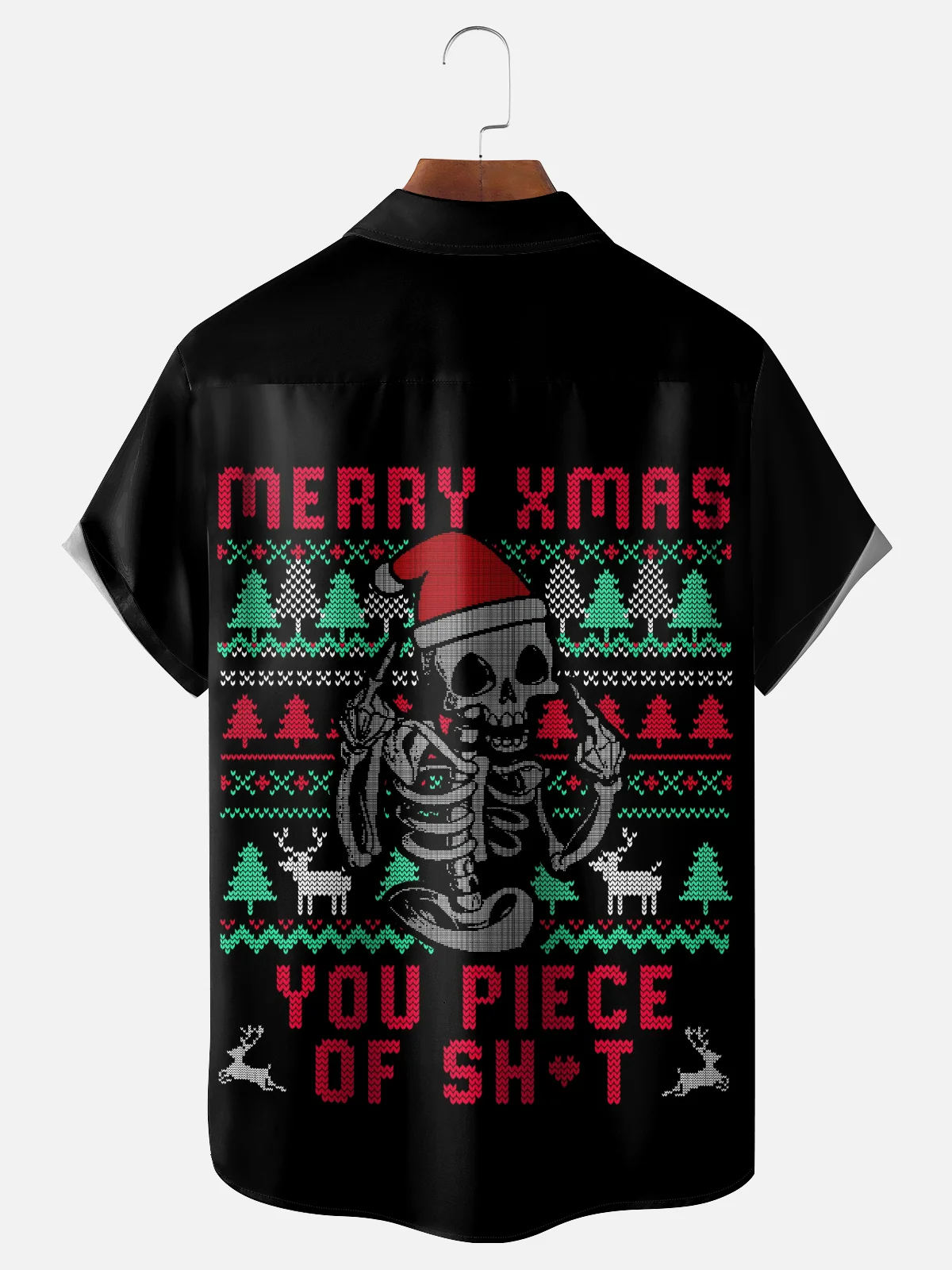 Hardaddy X Eduely Moisture-wicking Christmas Skull Chest Pocket Holiday Shirt