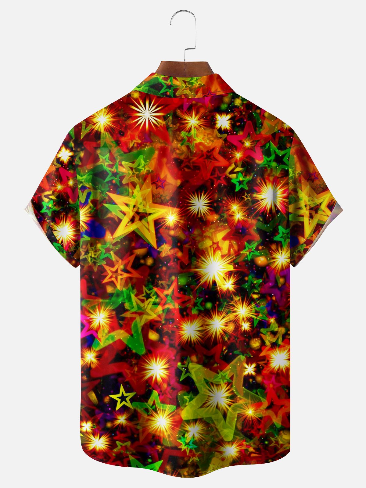 Moisture-wicking Christmas Decorations Lights Chest Pocket Casual Shirt