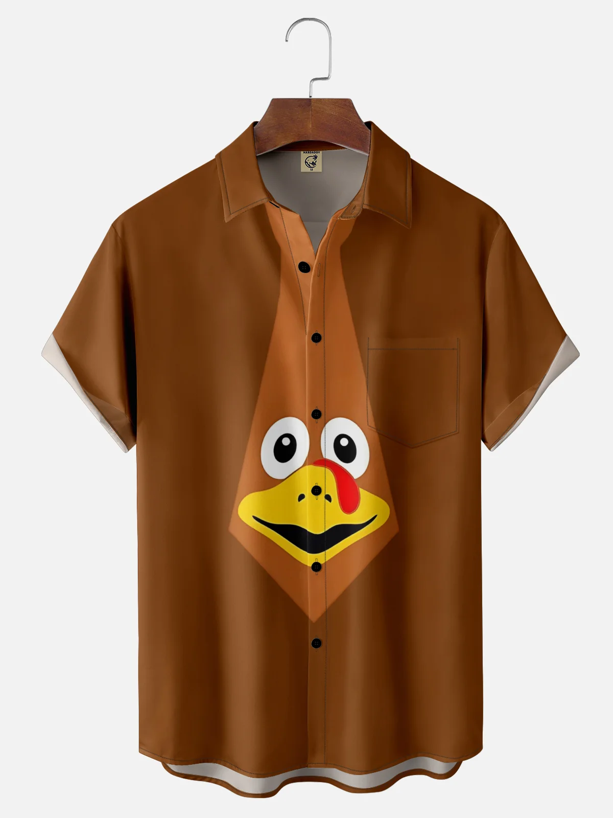 Moisture-wicking Thanksgiving Turkey Chest Pocket Casual Shirt