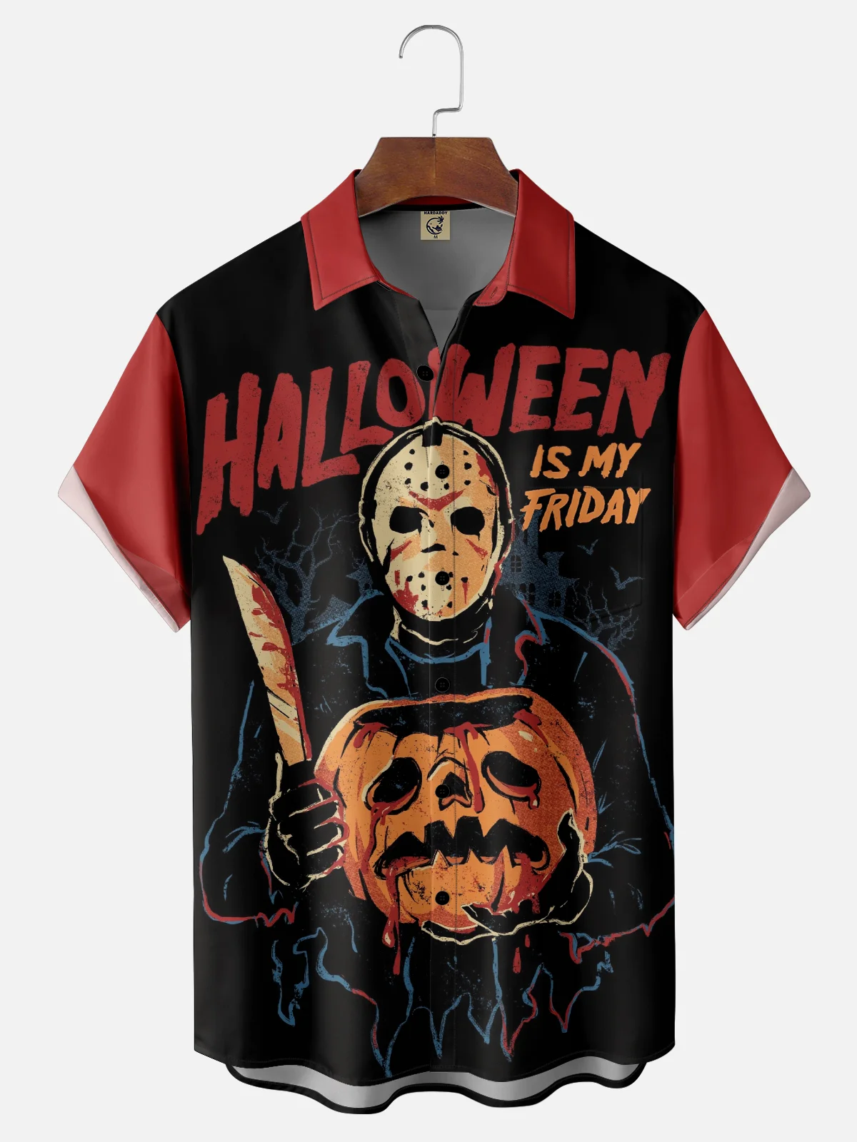 Hardaddy X Eduely Moisture-wicking Halloween Mask Killer Chest Pocket Holiday Shirt