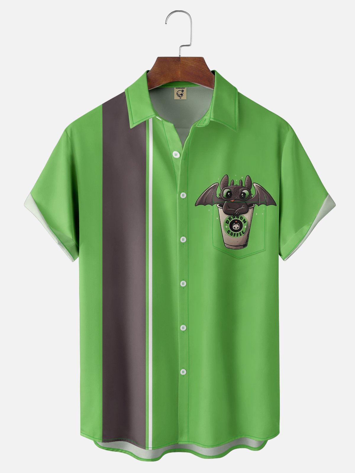 Hardaddy X Eduely Moisture-wicking Dragon Chest Pocket Bowling Shirt