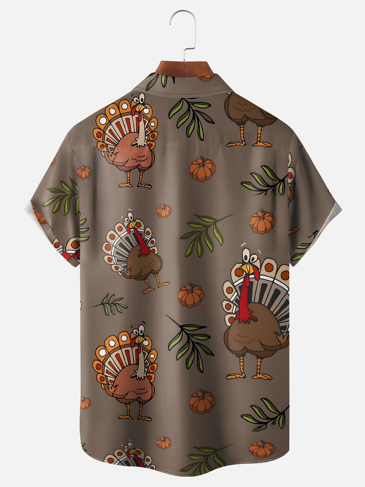 Moisture-wicking Thanksgiving Turkey Chest Pocket Casual Shirt