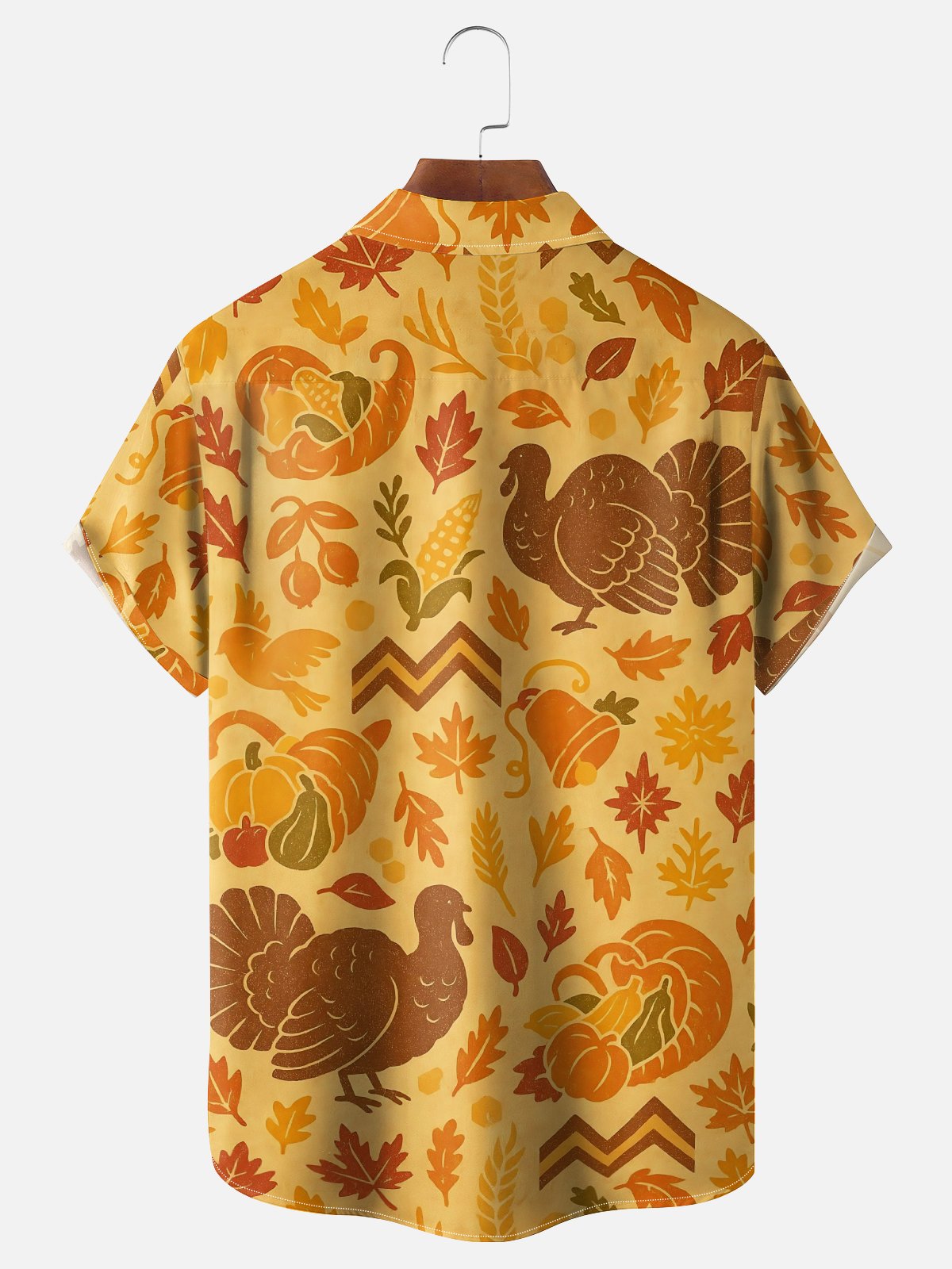 Moisture-wicking Thanksgiving Turkey Chest Pocket Casual Shirt