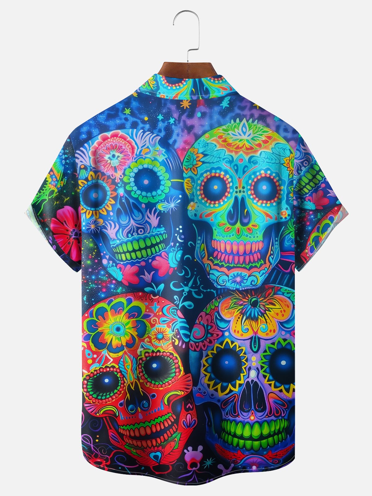 Moisture-wicking Day Of The Dead Skeletons Chest Pocket Casual Shirt