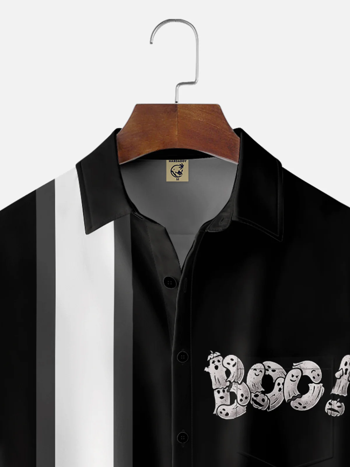 Hardaddy X Eduely Moisture-wicking Halloween Ghost Chest Pocket Bowling Shirt