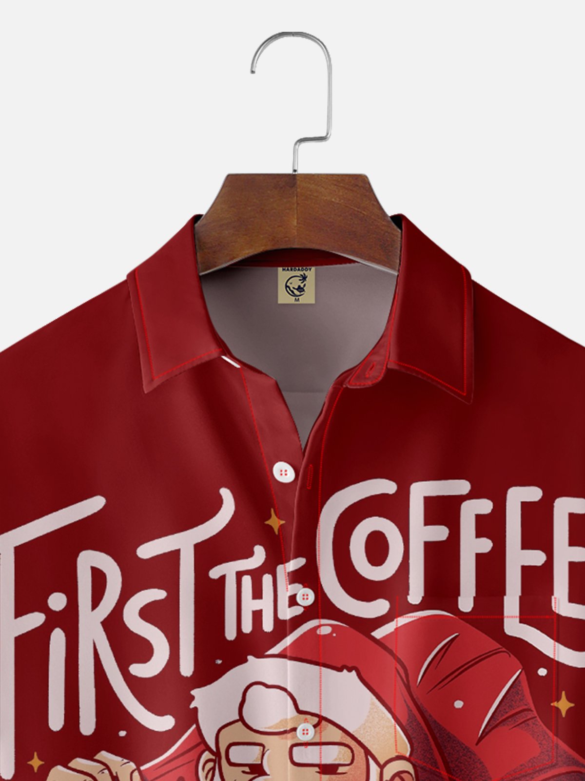 Hardaddy X Eduely Moisture-wicking Christmas Santa Coffee HOHO Chest Pocket Holiday Shirt