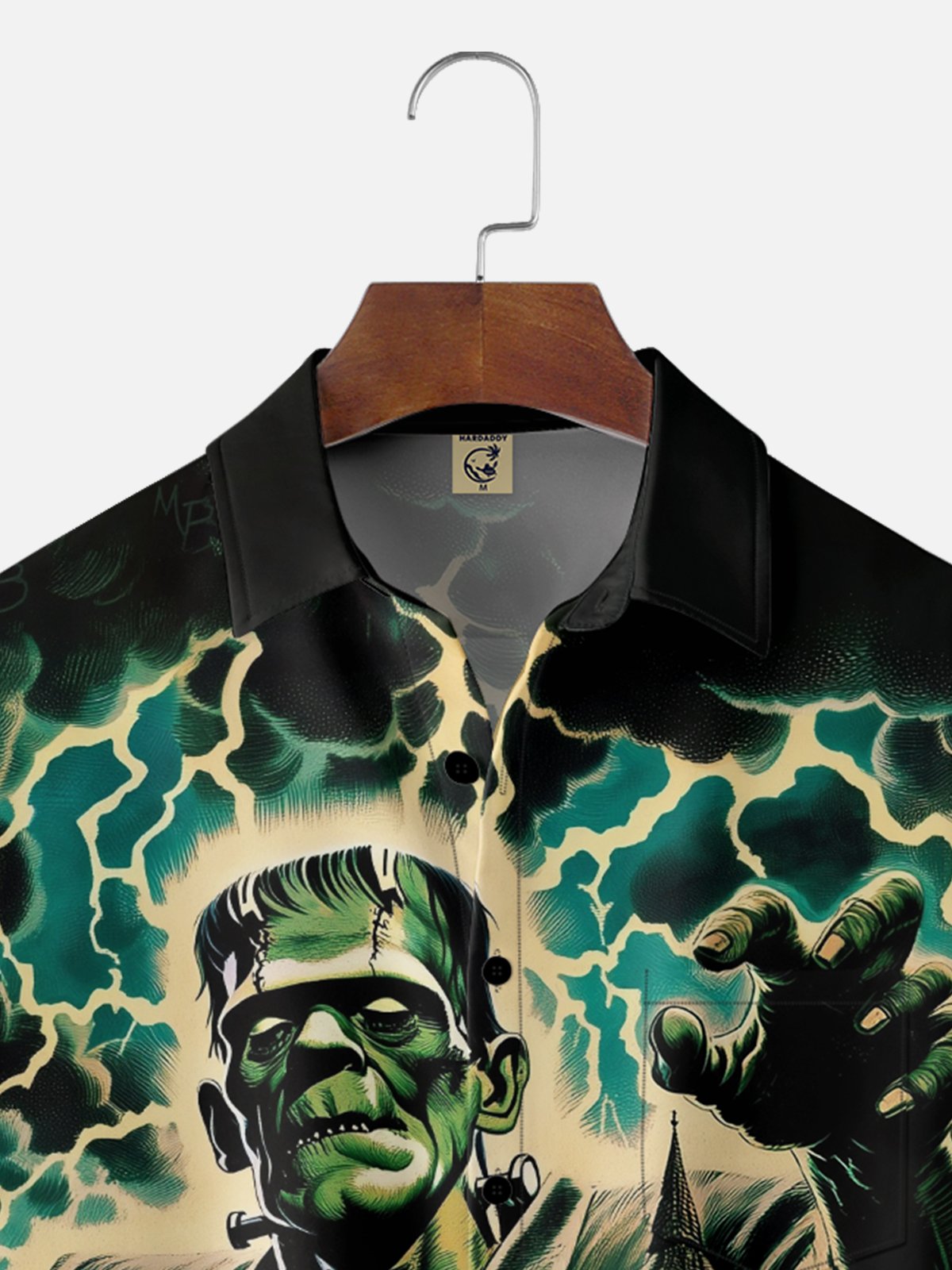 Moisture-wicking Halloween Haunted Castle Chest Pocket Casual Shirt
