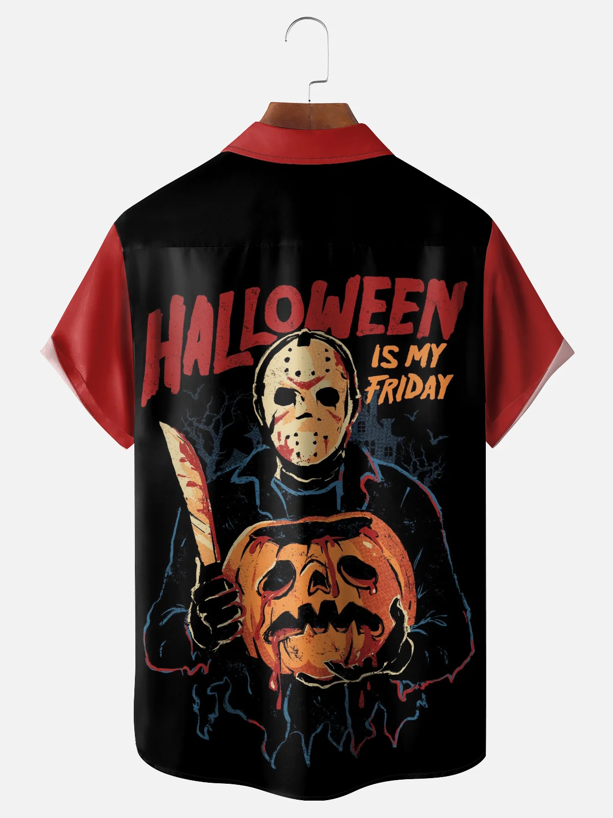 Hardaddy X Eduely Moisture-wicking Halloween Mask Killer Chest Pocket Holiday Shirt
