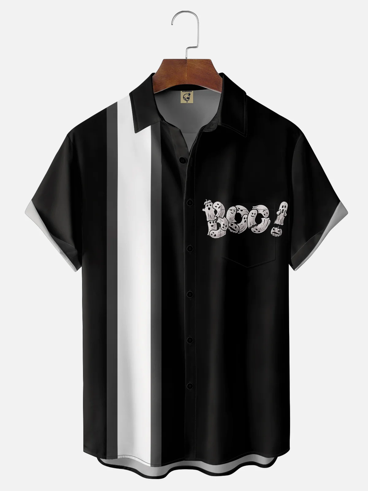 Hardaddy X Eduely Moisture-wicking Halloween Ghost Chest Pocket Bowling Shirt
