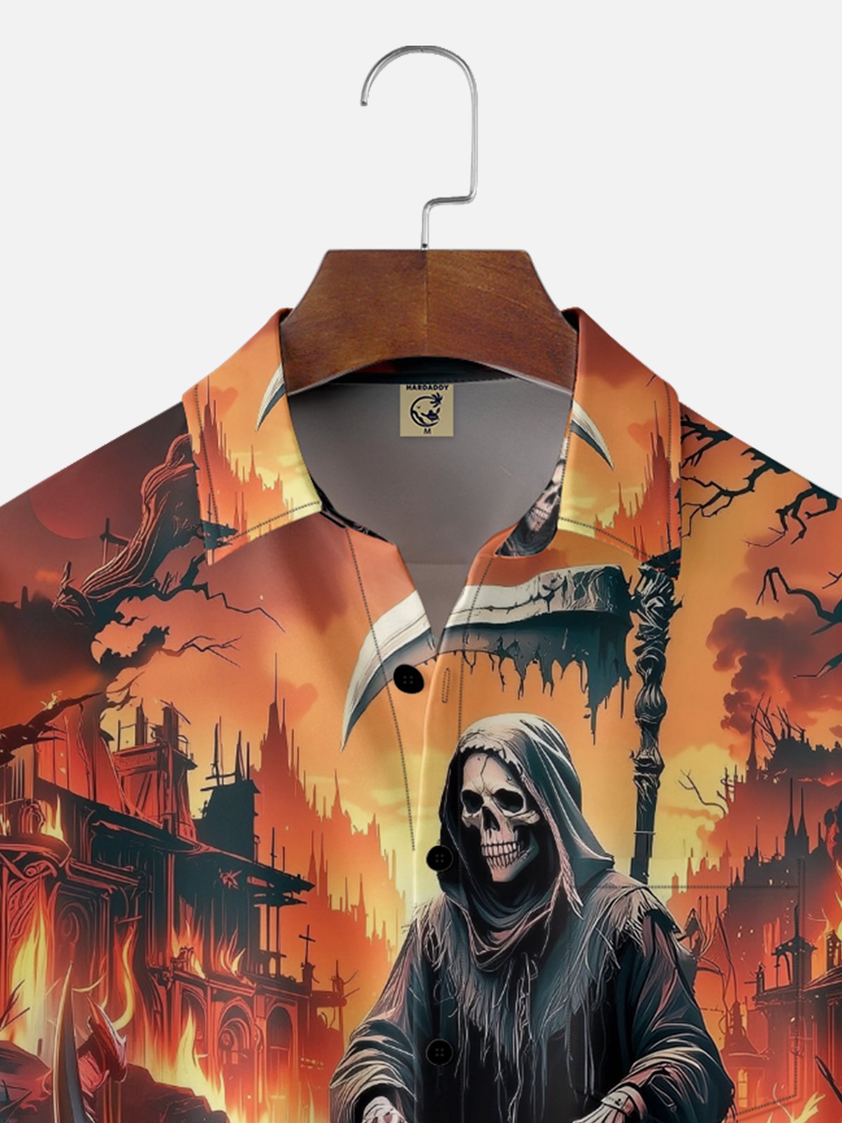 Moisture-wicking Halloween Skeleton Underworld Chest Pocket Casual Shirt