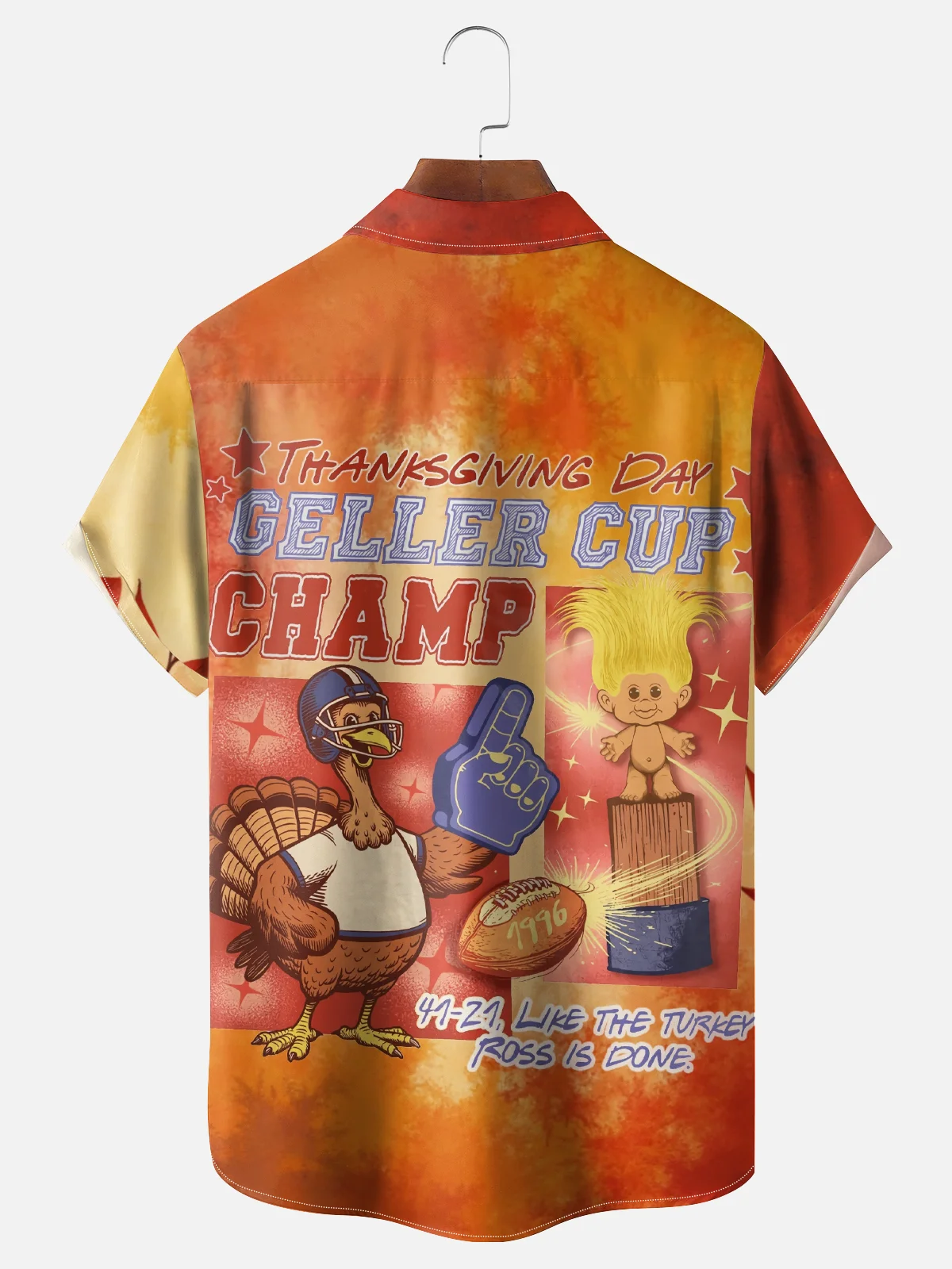 Moisture-wicking Thanksgiving Turkey Geller Cup Champ Chest Pocket Casual Shirt