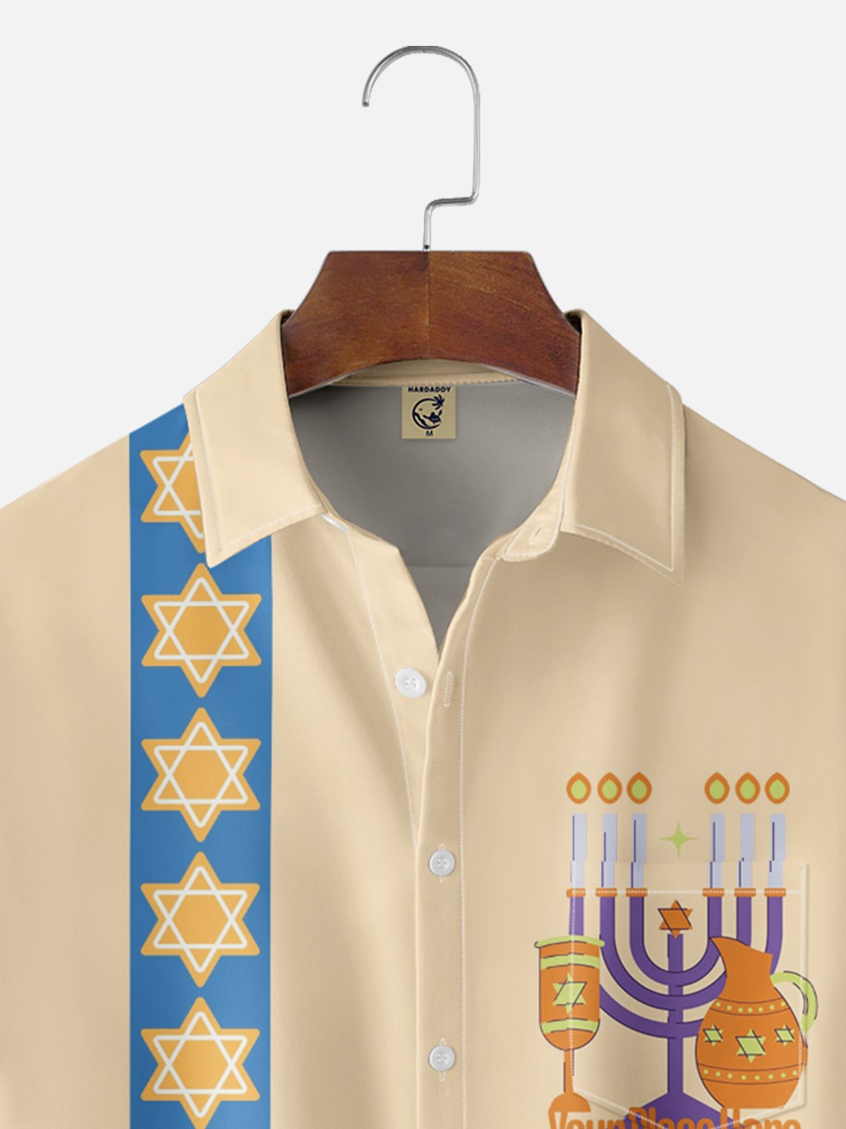 Moisture-wicking Hanukkah Menorah Star of David Chest Pocket Casual Shirt