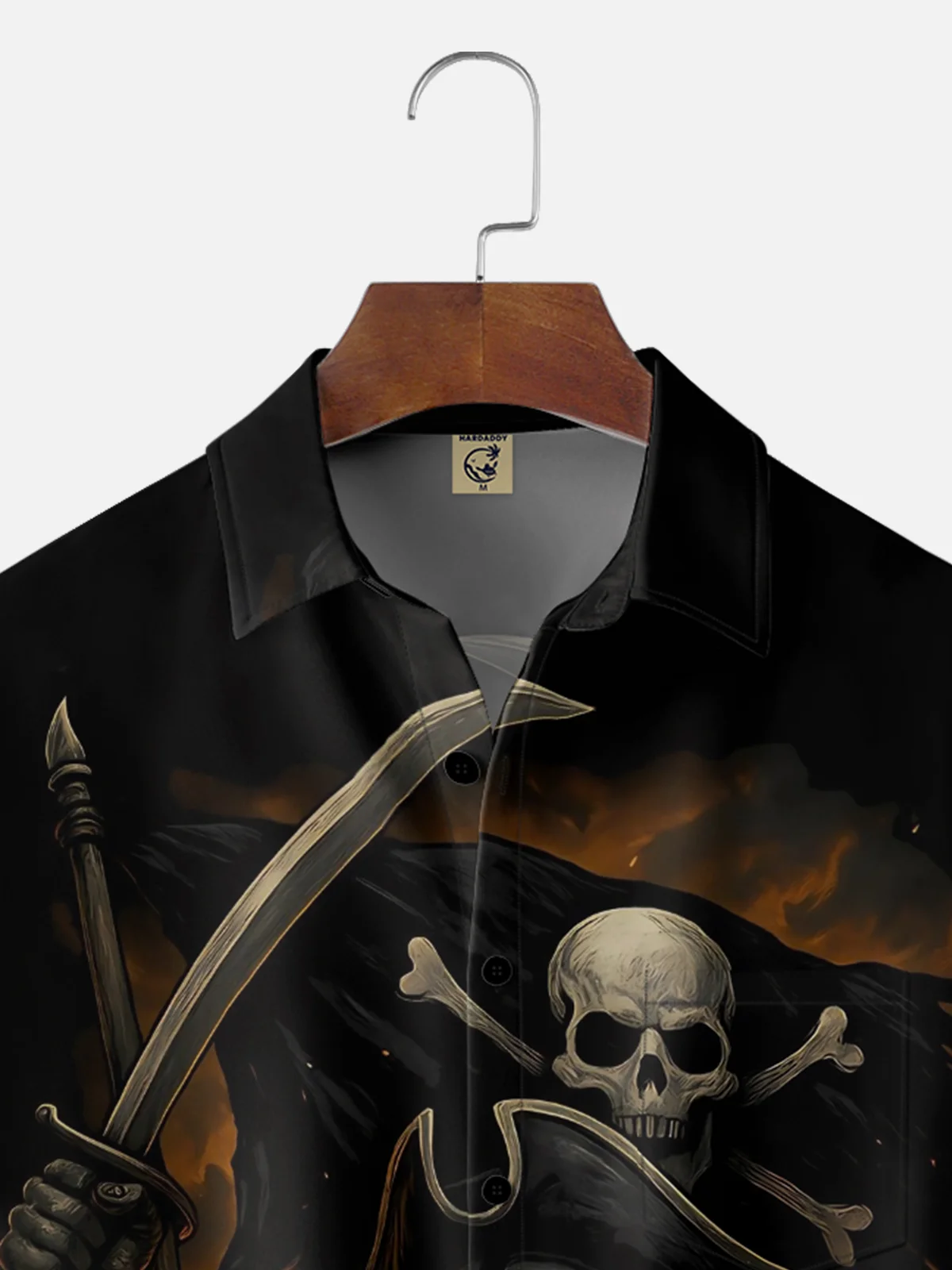 Moisture-wicking Skeleton Raider Football Chest Pocket Casual Shirt