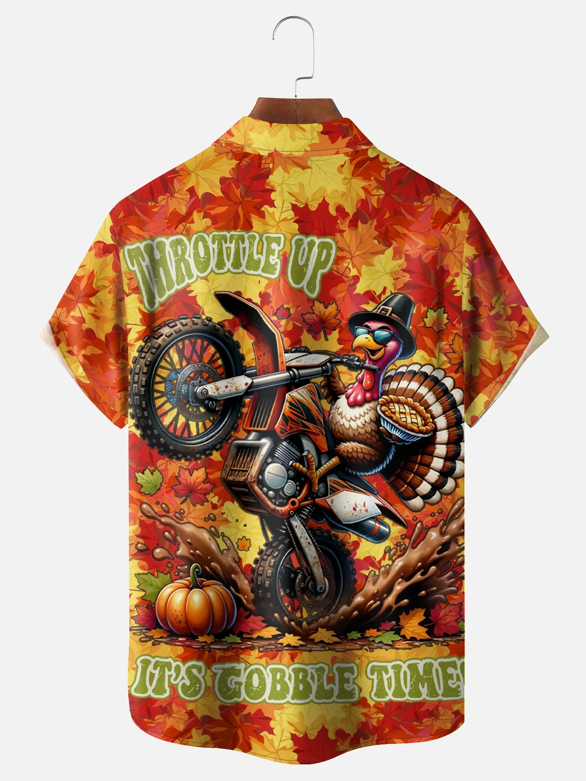 Moisture-wicking Thanksgiving Turkey Throttle Up It's Gobble Time Chest Pocket Casual Shirt