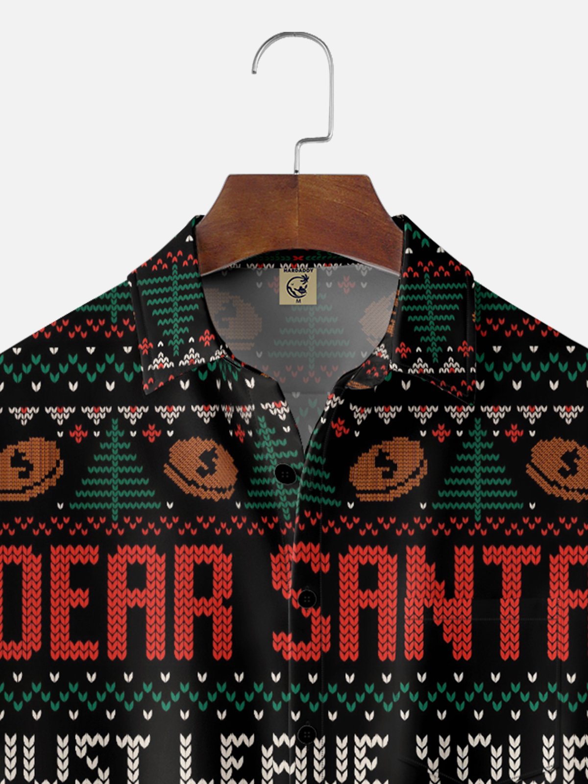 Hardaddy X Eduely Moisture-wicking Dear Santa Chest Pocket Holiday Shirt