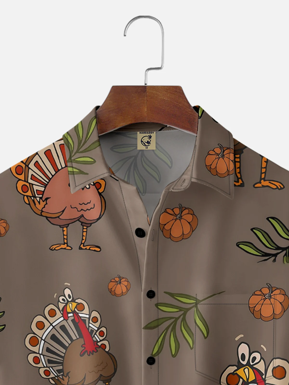 Moisture-wicking Thanksgiving Turkey Chest Pocket Casual Shirt