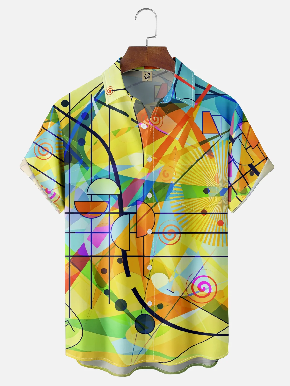 Hardaddy X Clemens Niewoehner Moisture Wicking Abstract Geometric Chest Pocket Hawaiian Shirt