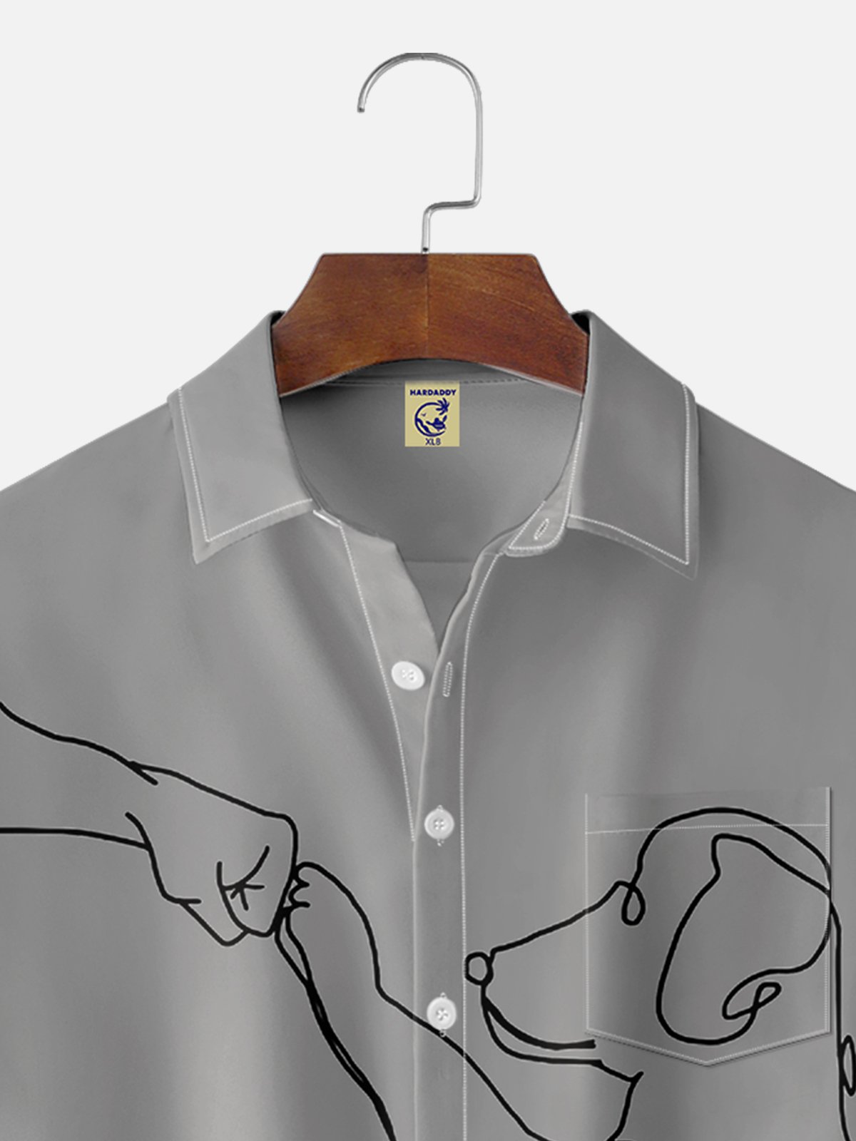 Big Size Moisture-wicking Love Dog Chest Pocket Casual Shirt