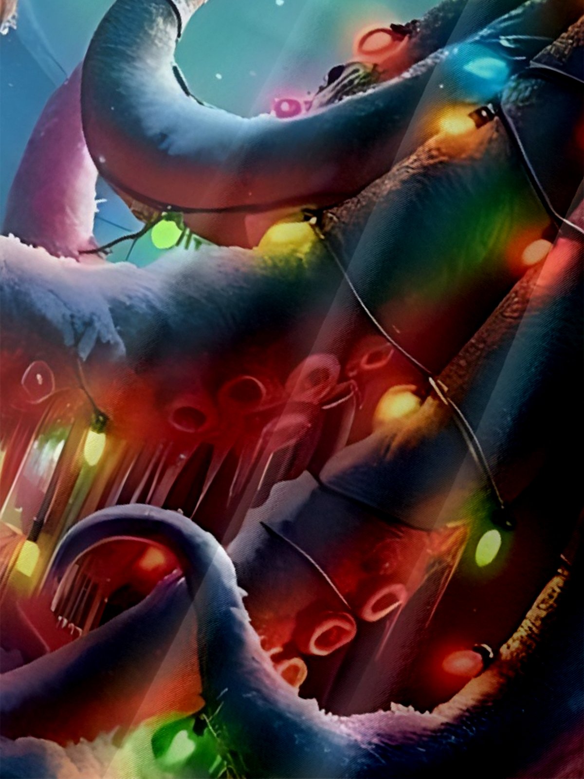Moisture-Wicking Christmas Octopus Hat With Lights Chest Pocket Hawaiian Shirt