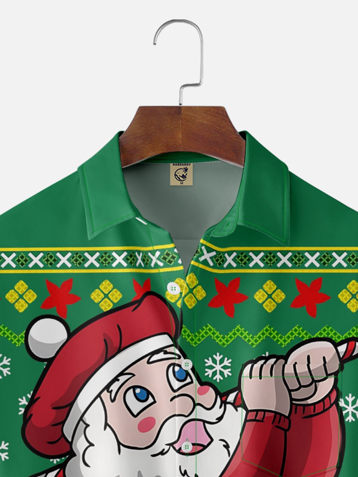 Moisture-Wicking Santa Claus Playing Golf Chest Pocket Hawaiian Shirt