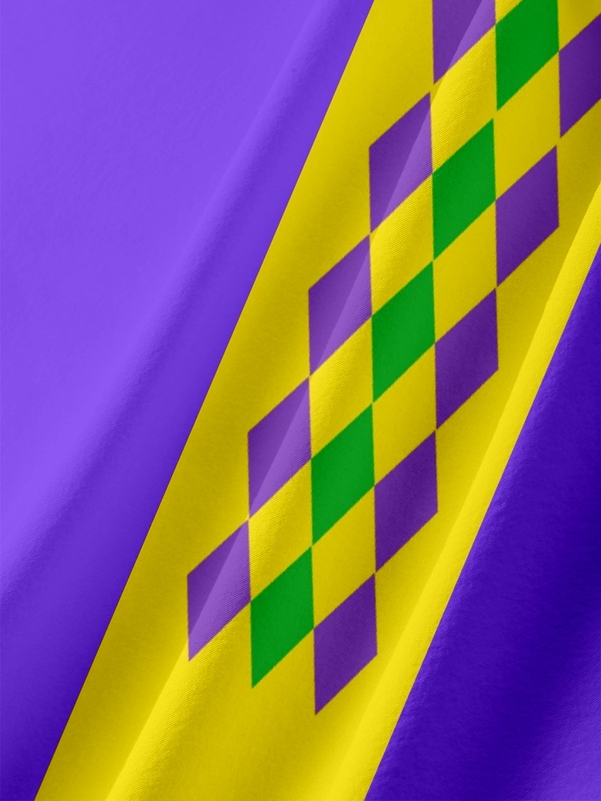 Moisture-Wicking Color-Blocked Mardi Gras Chest Pocket Bowling Shirt