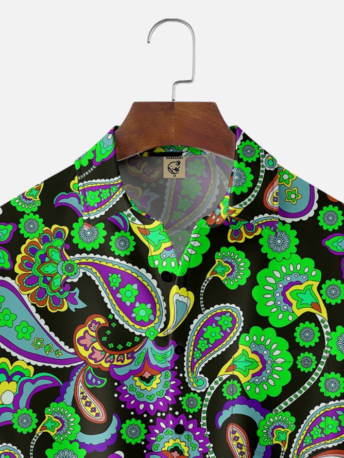 Hardaddy X Artist Ana Cristina Ruiz Leon Tall Size Paisley Floral Chest Pocket Hawaiian Shirt