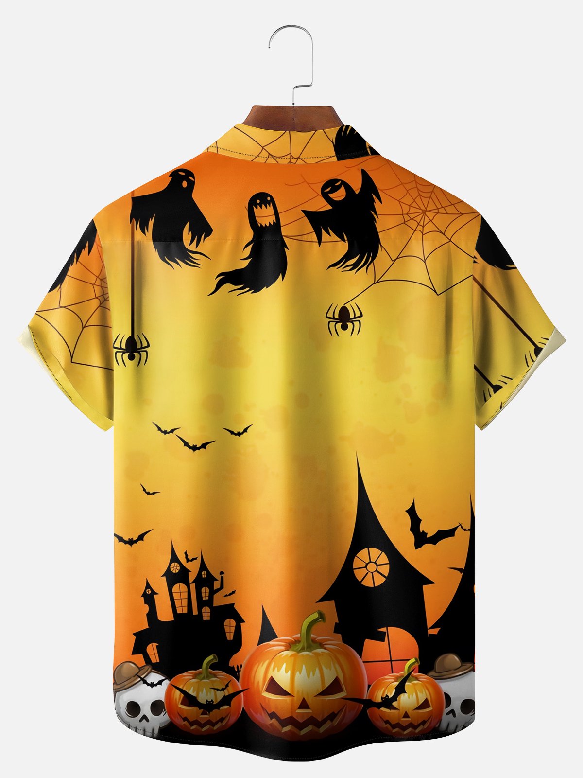 Big Size Moisture-wicking Halloween Bigfoot Chest Pocket Casual Shirt