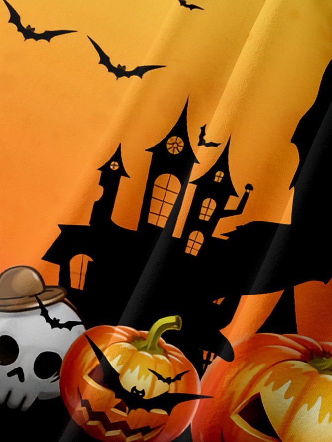 Tall Size Moisture-wicking Halloween Bigfoot Chest Pocket Casual Shirt