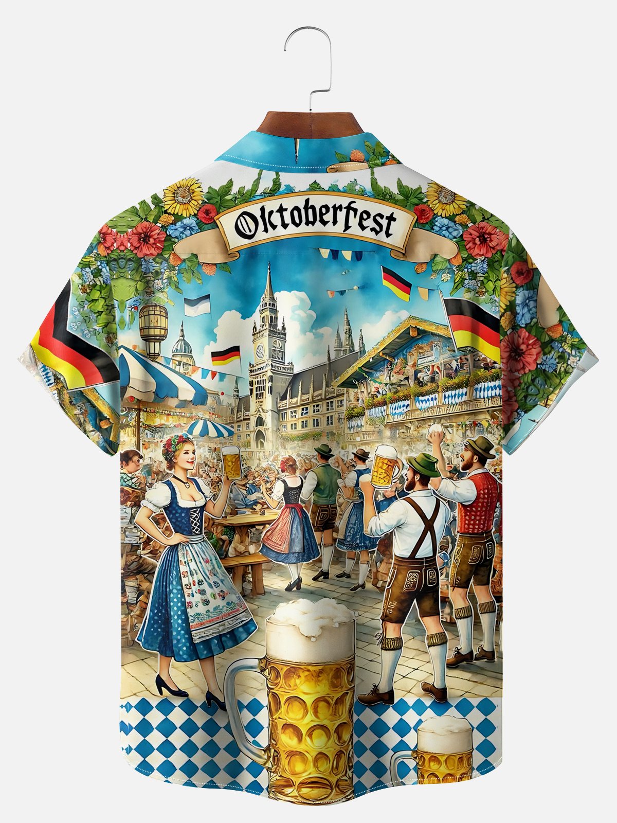 Big Size Moisture-wicking Oktoberfest Beer Chest Pocket Casual Shirt