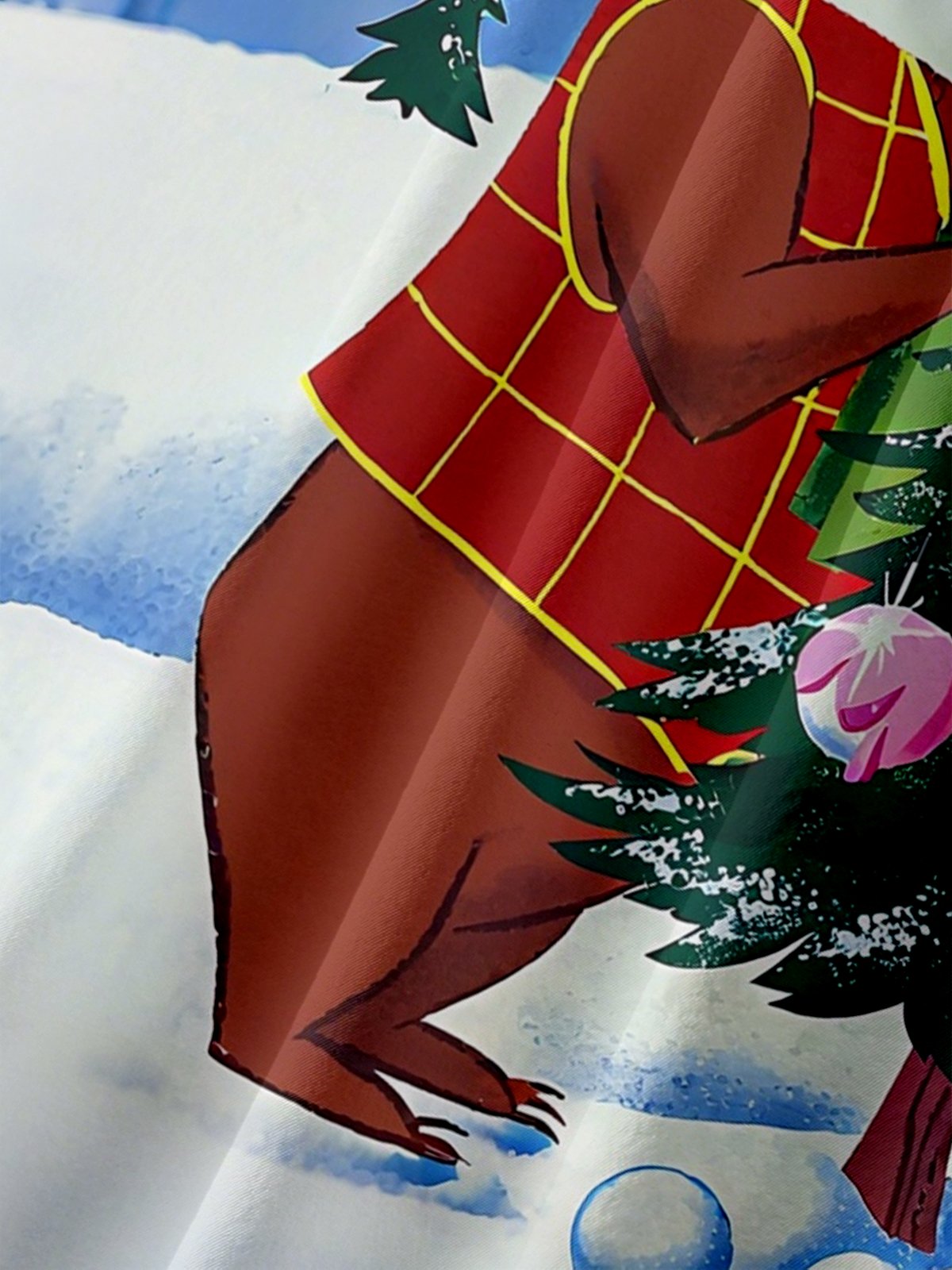 Moisture-Wicking Christmas YOGI BEAR Christmas Tree Chest Pocket Hawaiian Shirt