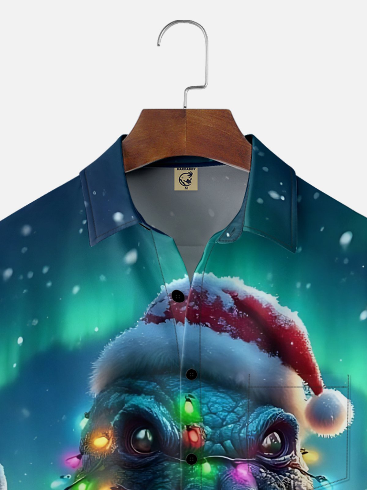 Moisture-Wicking Christmas Octopus Hat With Lights Chest Pocket Hawaiian Shirt