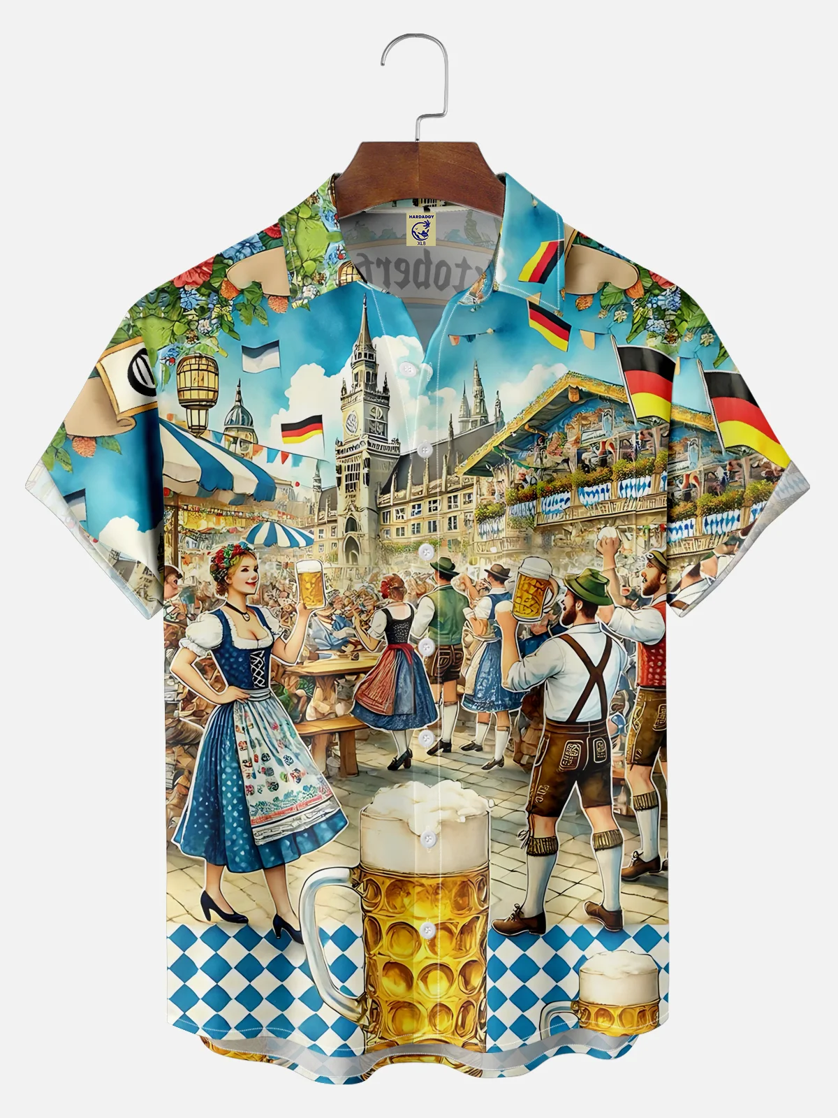 Big Size Moisture-wicking Oktoberfest Beer Chest Pocket Casual Shirt