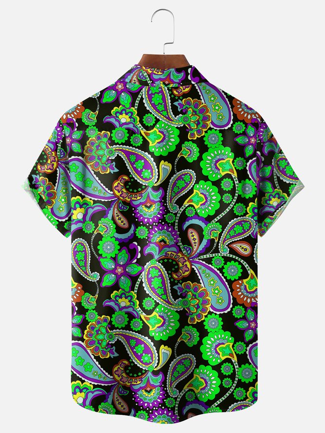 Hardaddy X Artist Ana Cristina Ruiz Leon Tall Size Paisley Floral Chest Pocket Hawaiian Shirt