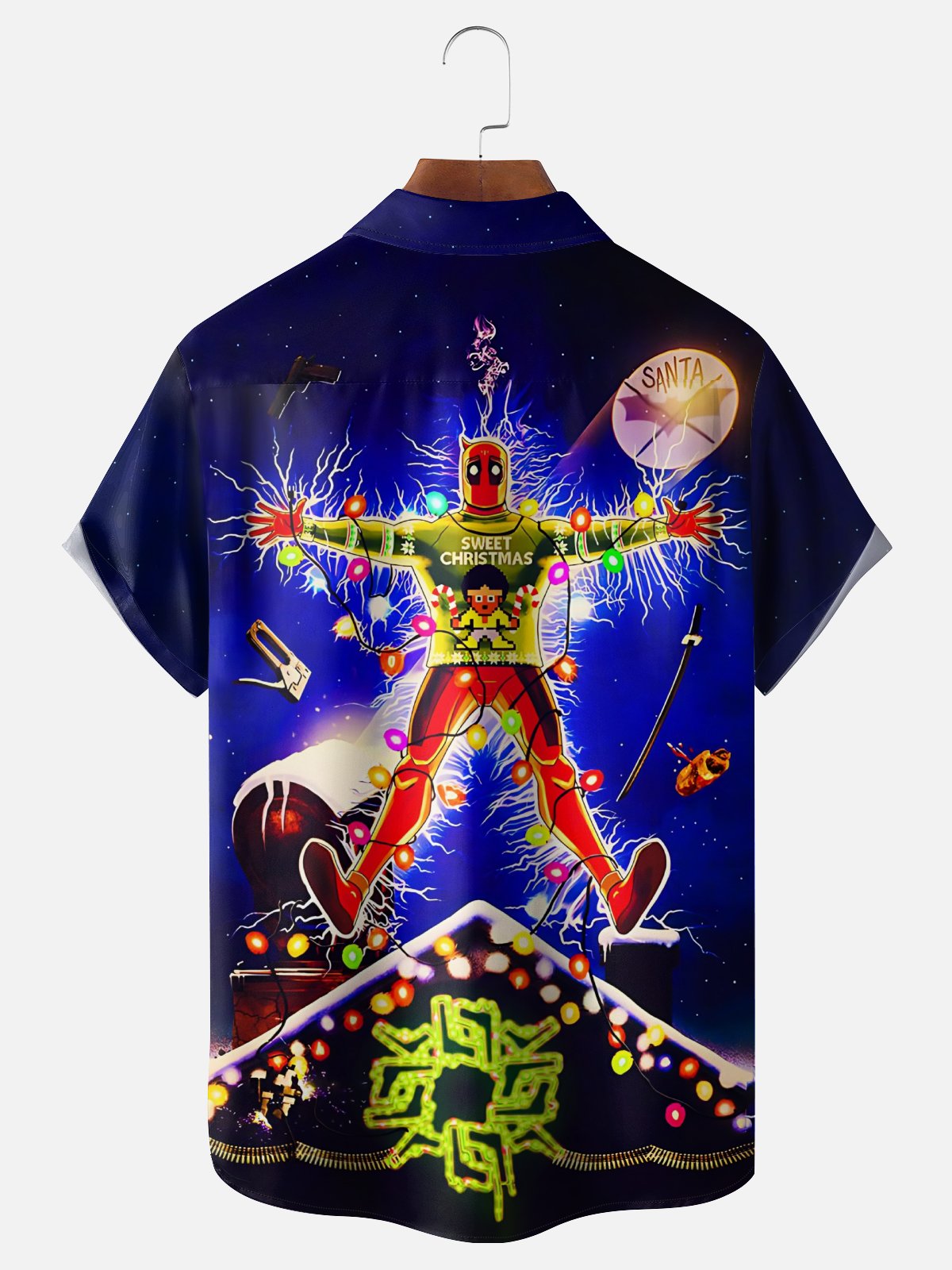 Moisture-wicking Christmas Santa Claus Griswold Chest Pocket Casual Shirt