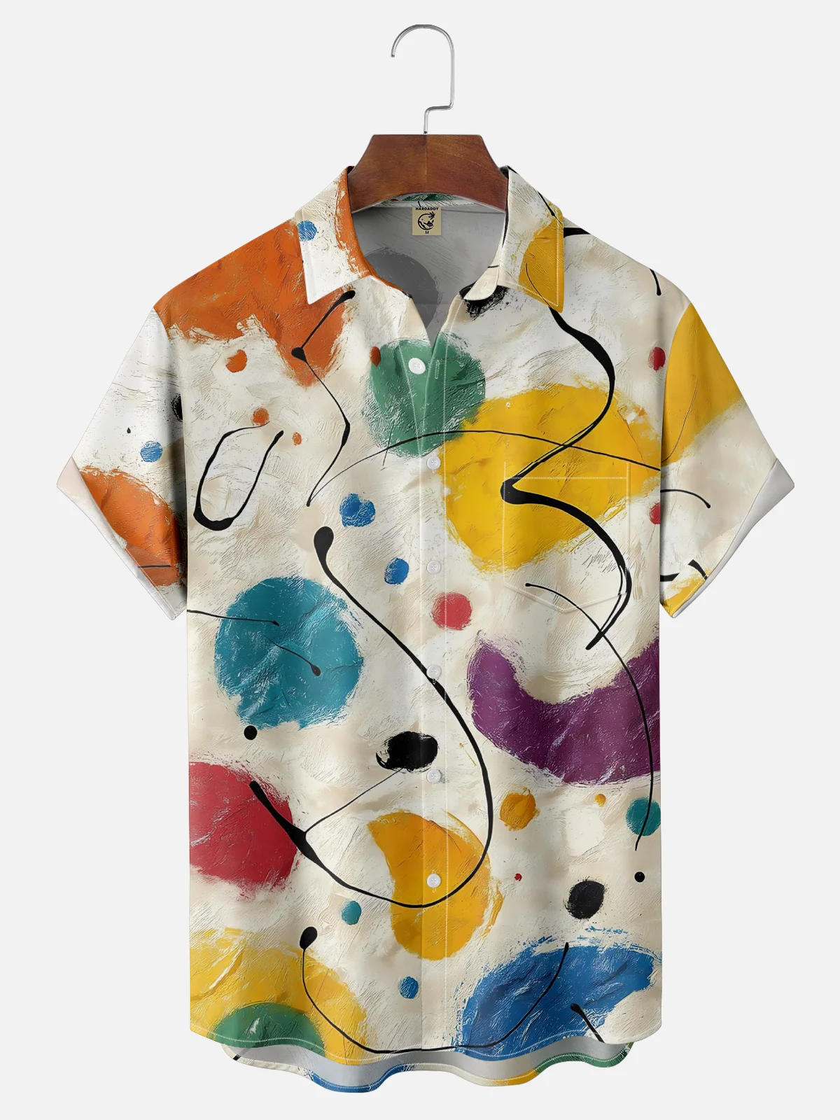 Moisture-wicking Fun Abstract Art Texture Chest Pocket Casual Shirt