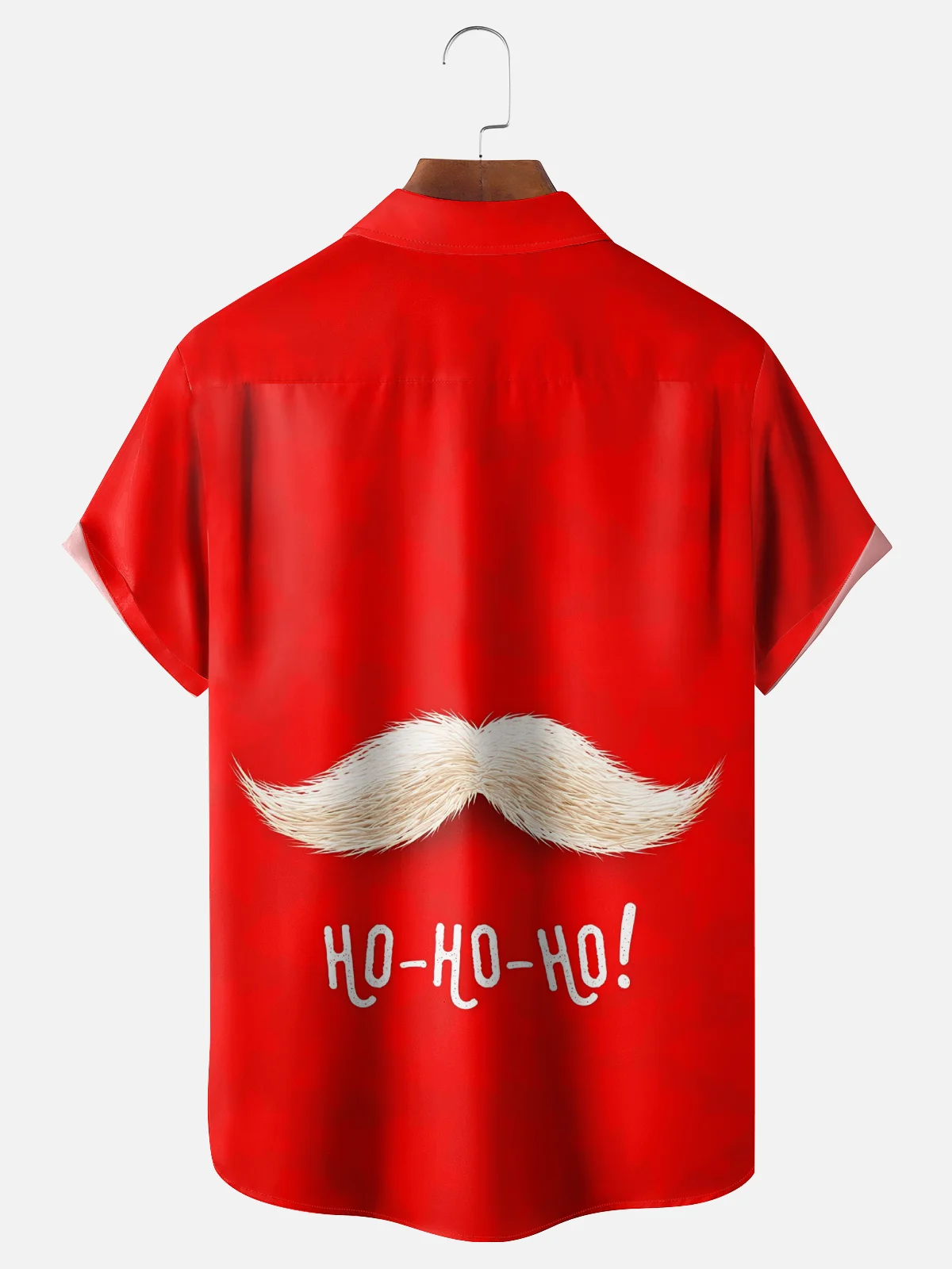 Moisture-wicking Christmas Santa Claus HOHOHO Chest Pocket Casual Shirt