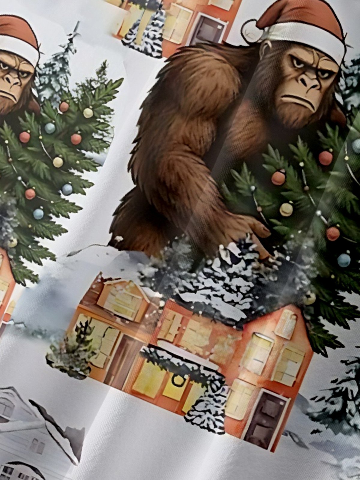 Moisture Wicking Merry Christmas Bigfoot Chest Pocket Hawaiian Shirt